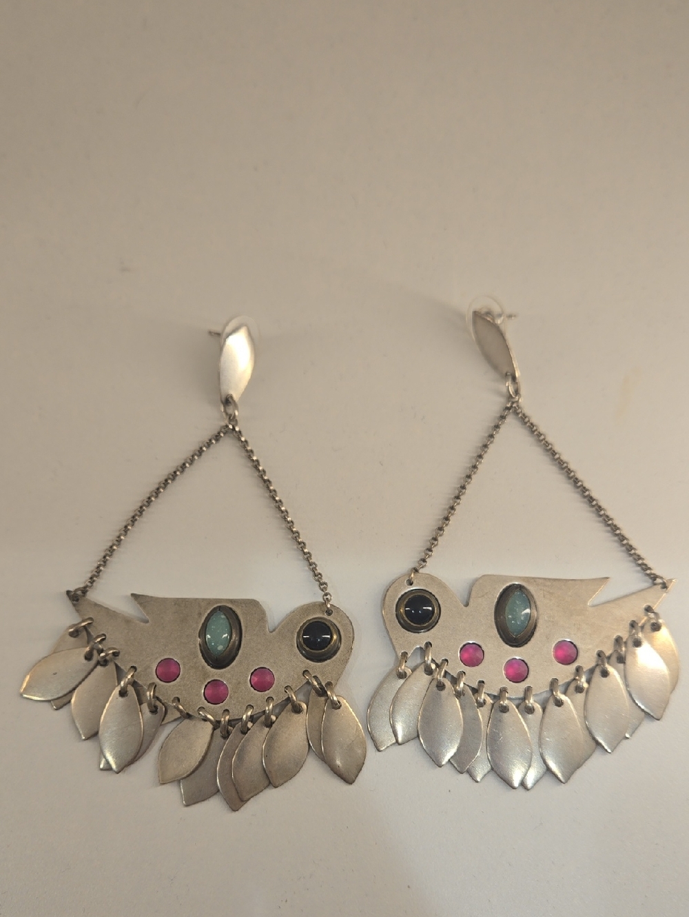 Isabel Marant Silver-Tone Dangle Earrings with Turquoise and Pink Accents